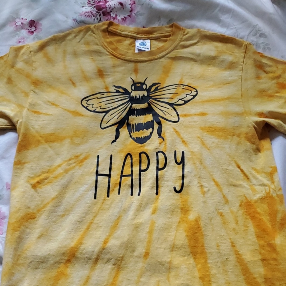 Bee Happy Gold Tie Dye Tee from Save Lands NWOT